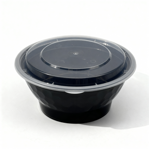 [150ct] 42 oz Microwaveable Heavy Weight Bowls & Lids | Round | Black