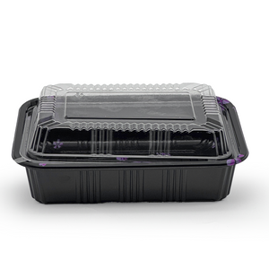[550ct] 6 4/7" x 5" PS Plastic Rectangular Food Containers & Lids | Black