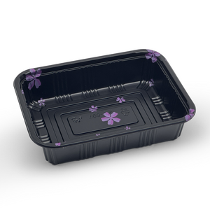 [550ct] 6 4/7" x 5" PS Plastic Rectangular Food Containers & Lids | Black