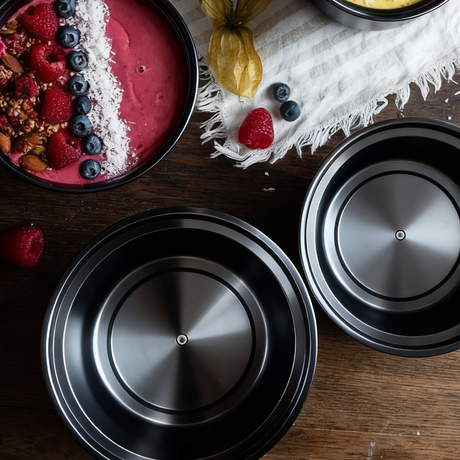 [150ct] 32 oz PP Plastic Microwaveable Takeout Containers & Lids | Round | Black