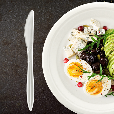 [1,000 ct] PP Plastic Medium Weight Knives | White