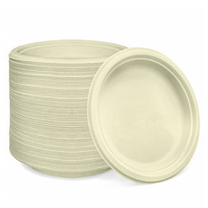 [500ct] 9" Compostable  Bagasse  Plates | Round | Natural