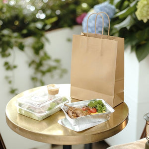 [250ct] 10" x 5"x 13 "  Kraft Paper Customizable Shopping Bags with Handles | Natural