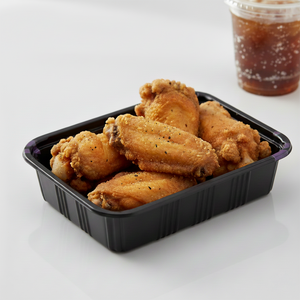 [550ct] 6 4/7" x 5" PS Plastic Rectangular Food Containers & Lids | Black