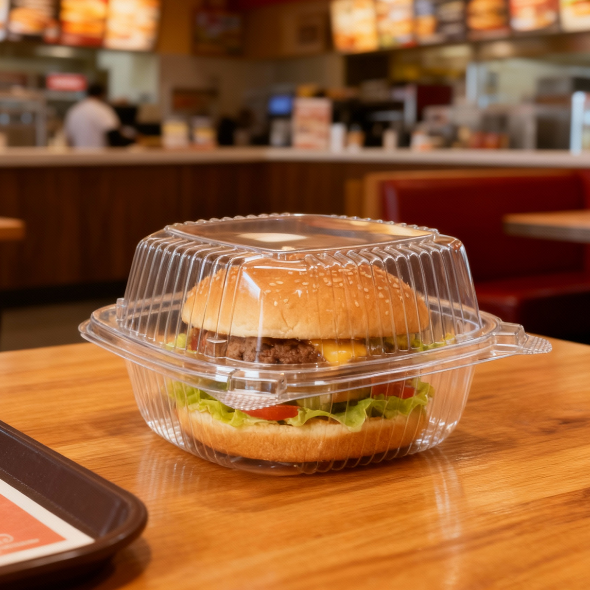 [240ct] 6" x 6" PS Plastic Hinged Food Containers | Clear