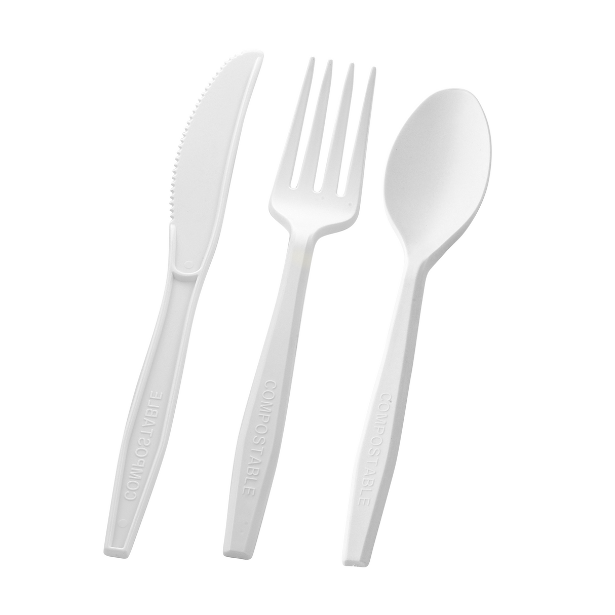 [150 ct] PLA Heavy Weight Mixed Cutlery (Fork, Knife, Spoon) | White