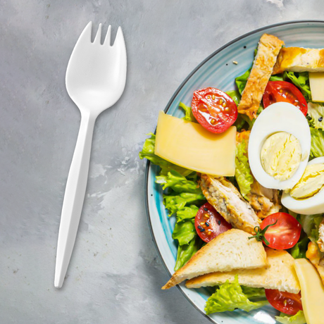 [1,000ct]  PP Plastic Medium Weight Spork | White