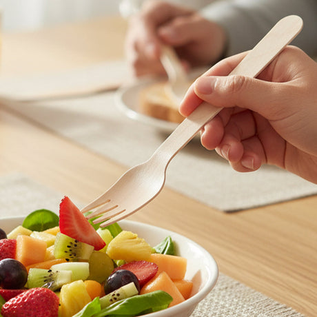 [1,000ct] 6.3" Compostable Wooden Fork without wax | Brown