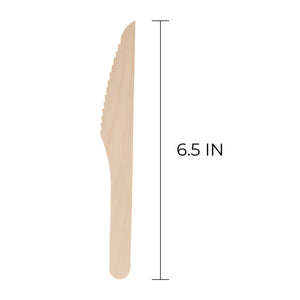 [1,000ct] 6.5" Compostable Wooden Knife without wax | Brown