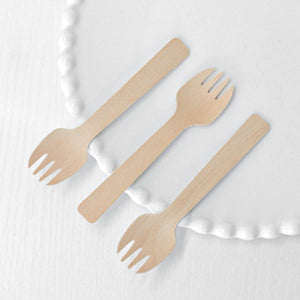 [1,000ct] 4.1" Compostable Wooden Spork without wax | Brown