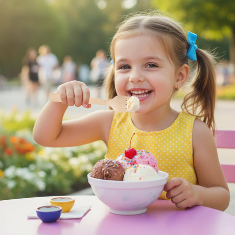 [1,000ct] 4.1" Compostable Wooden Spork without wax | Brown