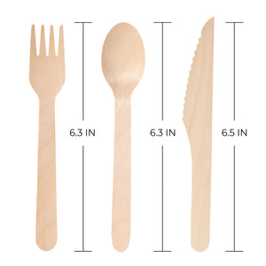 [400ct] Compostable Wooden Cutlery Kits with Napkin | Brown