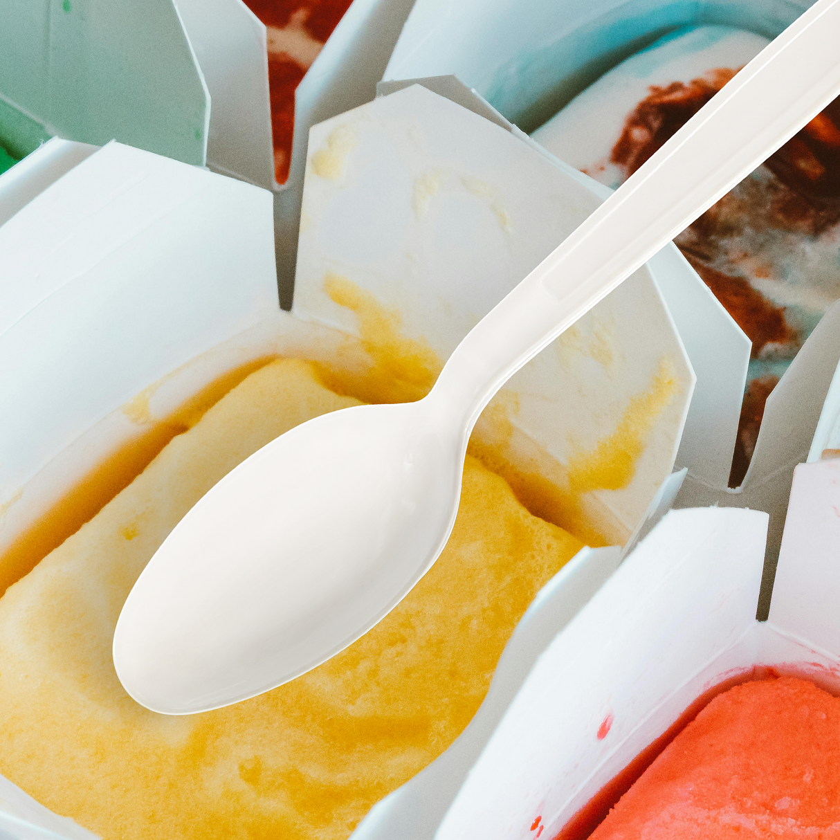 [600ct] PS  Plastic Heavy Weight  Tea Spoons | White