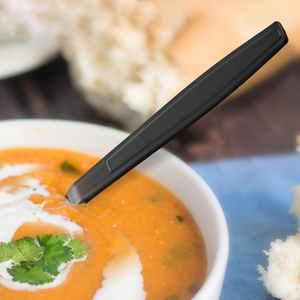 [1,000] PS Plastic Heavy Weight Soup Spoons | Black