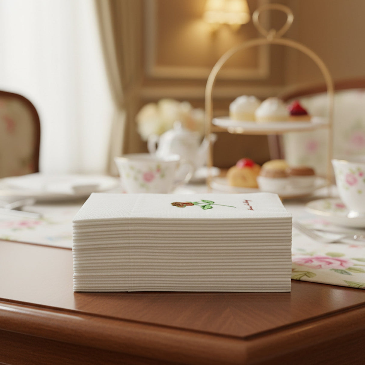[1,000ct] 15.75" x 17"  Rose Pattern Airlaid Paper | 1/8 Fold | White