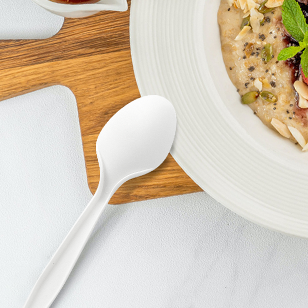 [150ct] Compostable PLA Heavy Weight Tea Spoons | Whtie