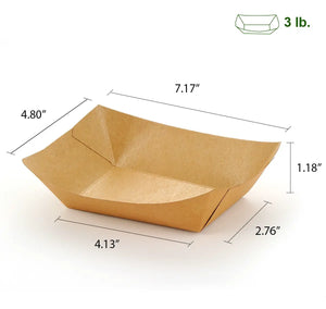 [500ct] 3lb Kraft Paper Food Trays
