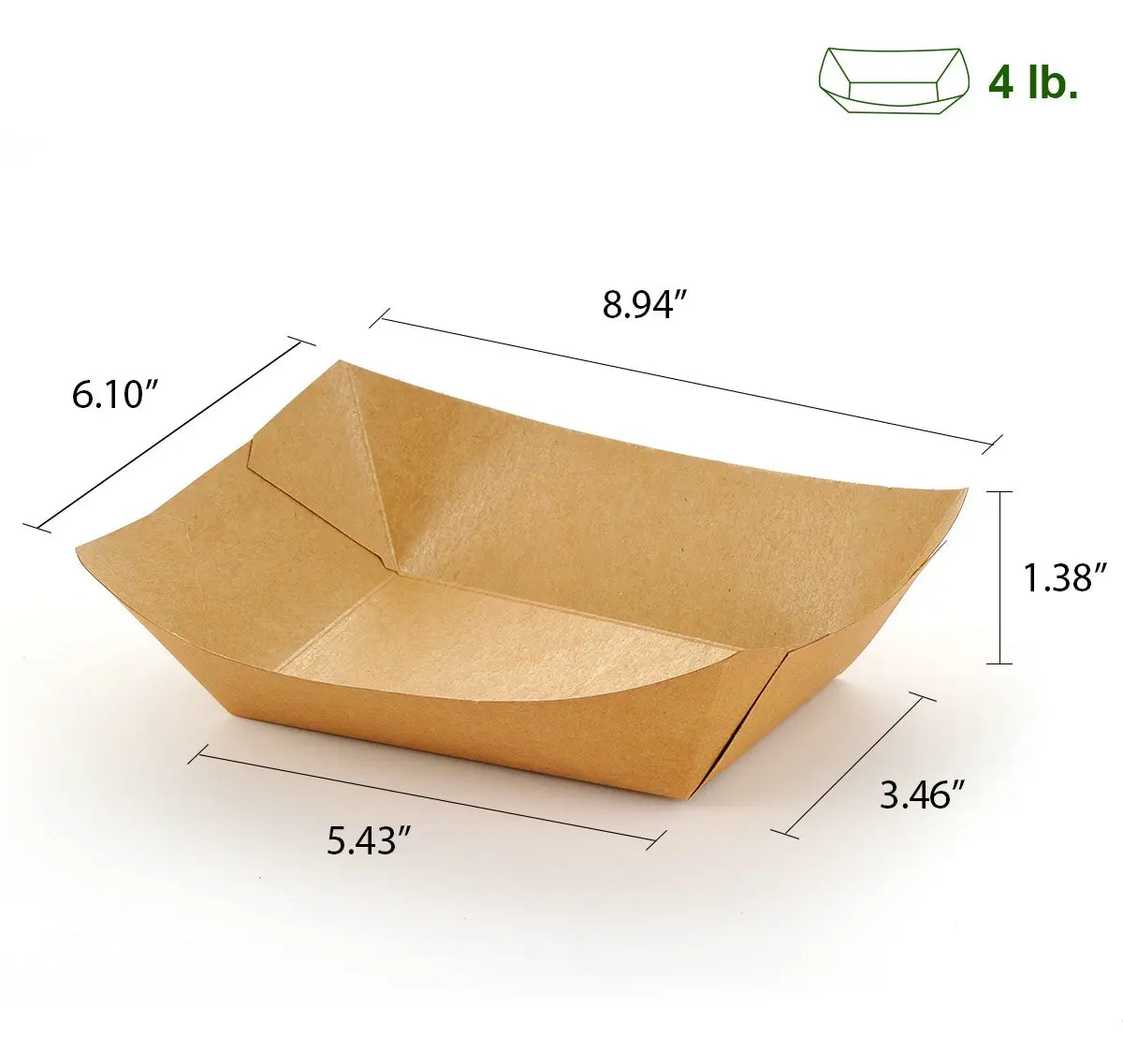 [500ct] 4lb Kraft Paper Food Trays