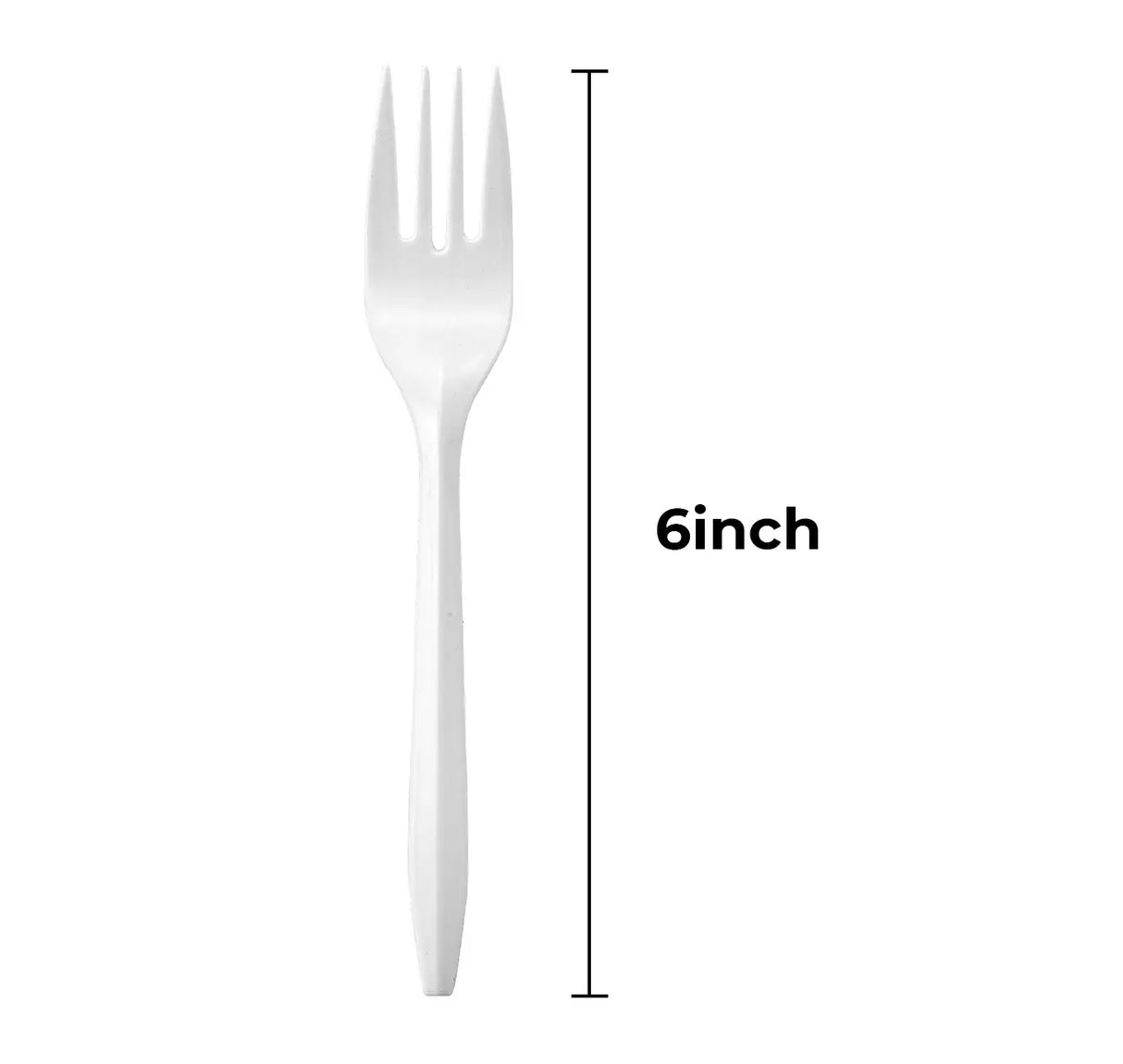 [1,000 ct] PP Plastic Medium Weight Wrapped Forks | White