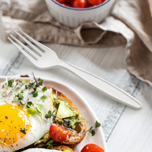 [1,000 ct] PP Plastic Extra Heavy Weight  Forks | White