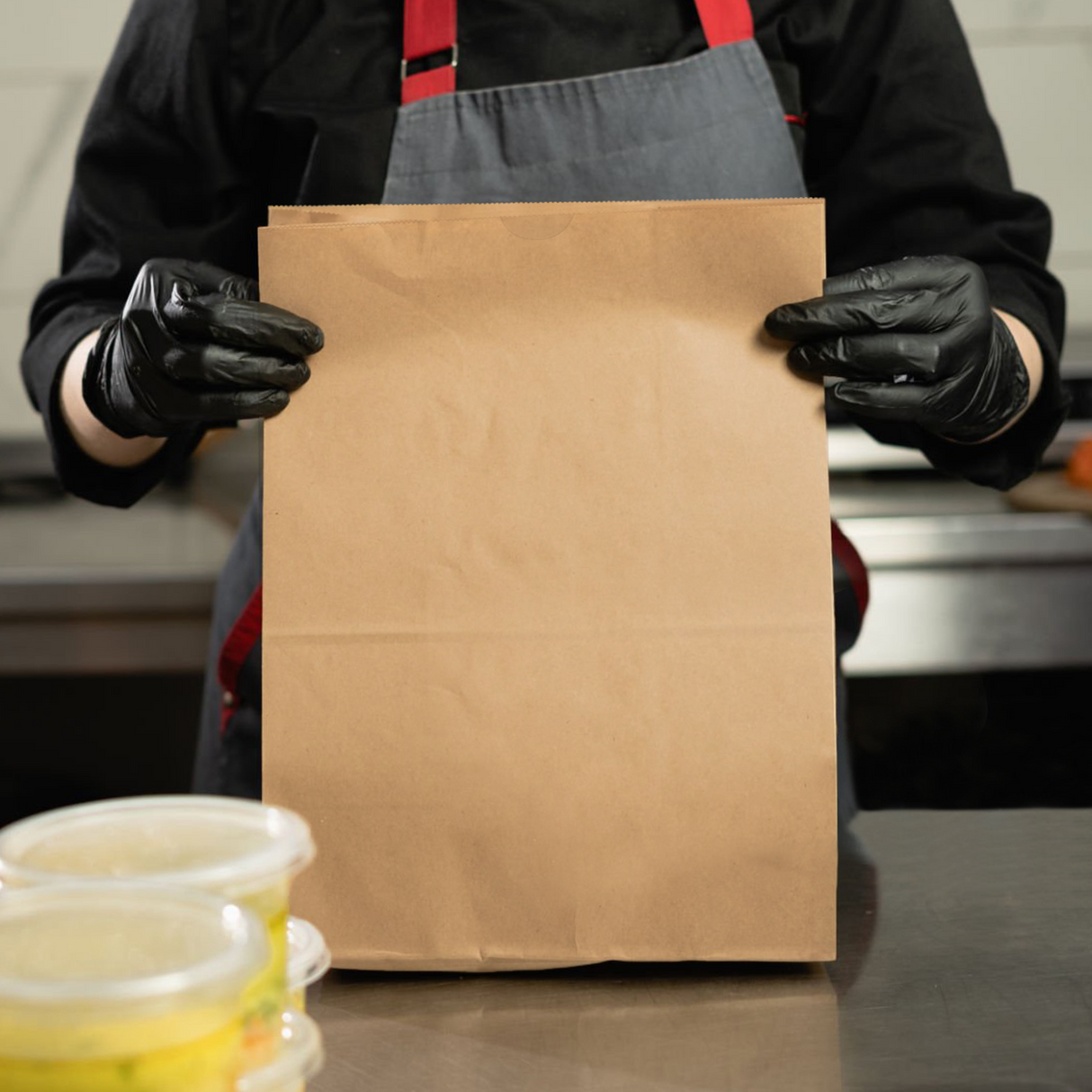 [400ct] 8.46"×6.1"×13.39" Kraft Paper Customize Now Bag | Natural