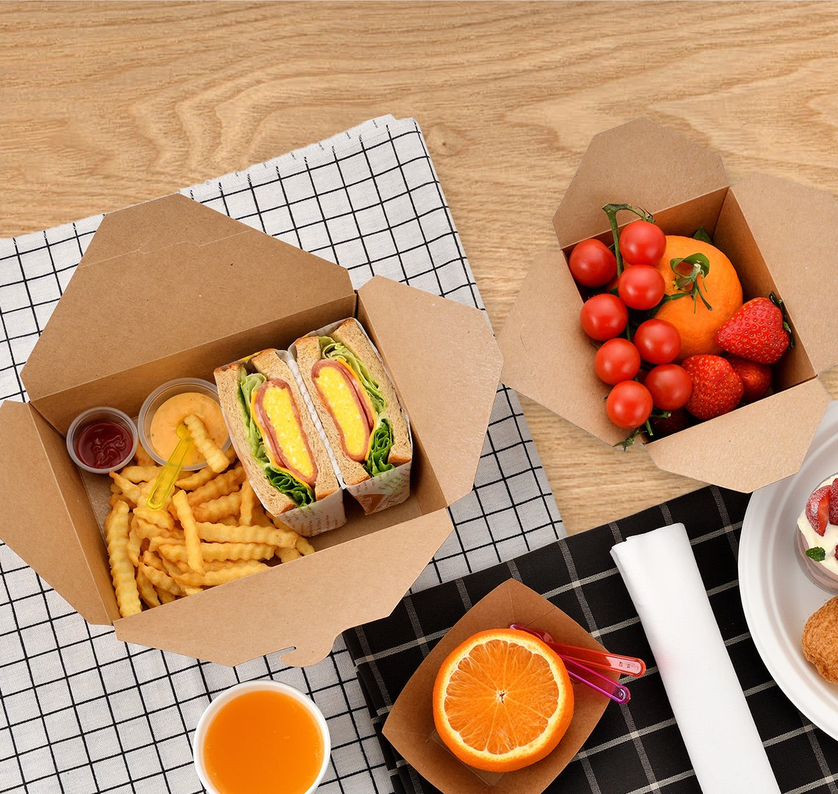 [200ct] 47oz Kraft Paper Take-Out Boxes