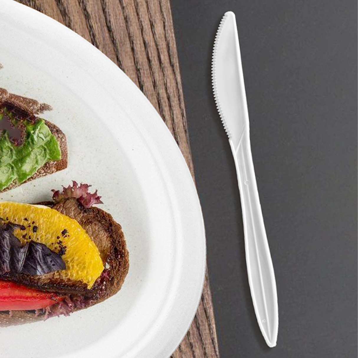 [1,000 ct] PP Plastic Medium Weight Knives | White