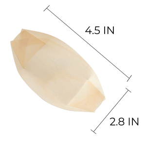 [1,000ct] 5" Disposable Wooden Food Boat | Brown