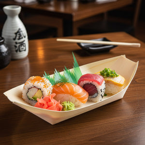 [1,000ct] 6" Disposable Wooden Food Boat | Brown | Brown