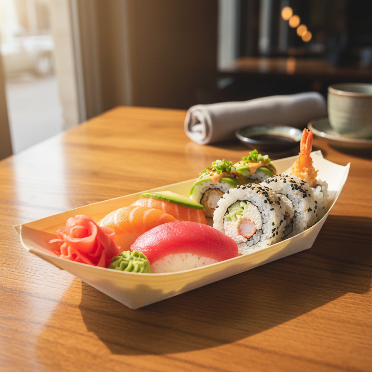 [1,000ct] 6" Disposable Wooden Food Boat | Brown | Brown