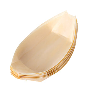 [1,000ct] 8" Disposable Wooden Food Boat | Brown