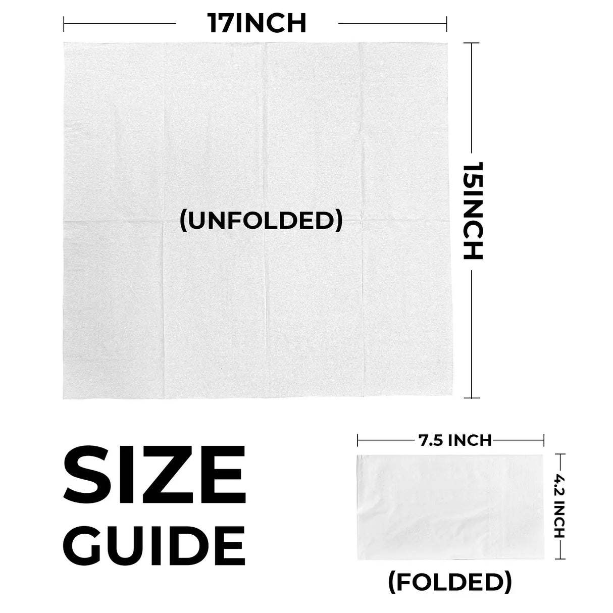 [3,000ct] 15" x 17"  2-Ply Dinner Napkins | 1/8 Fold | White