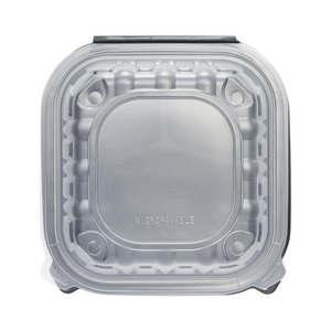 [100ct] 9" x 9"  Premium PP Hinged Food Containers | 3-Compartment | Clear and Black