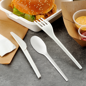 [250ct] PLA Heavy Weight Cutlery Kits (Knife, Fork,Tea Spoon,Napkin) | White