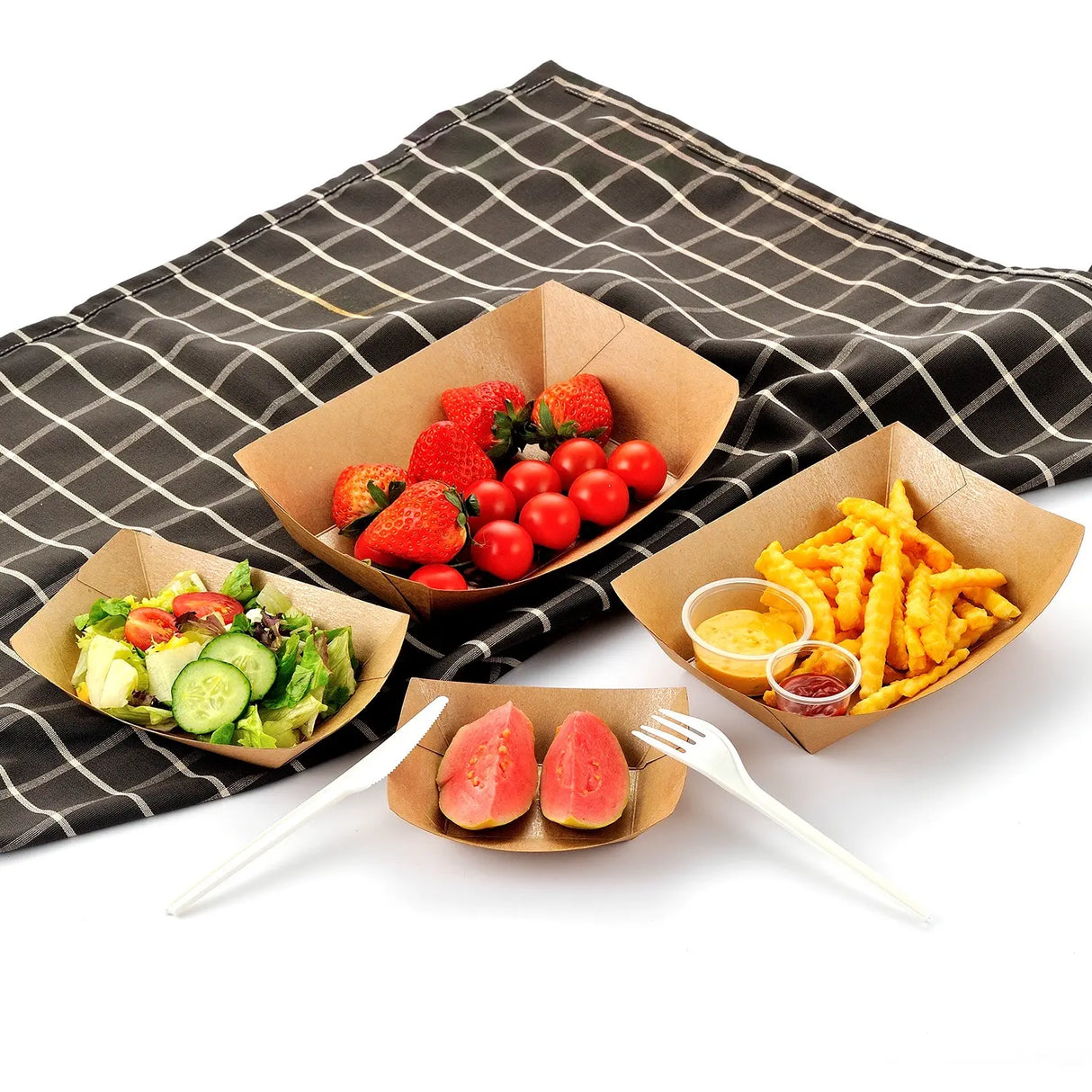 [500ct] 3lb Kraft Paper Food Trays