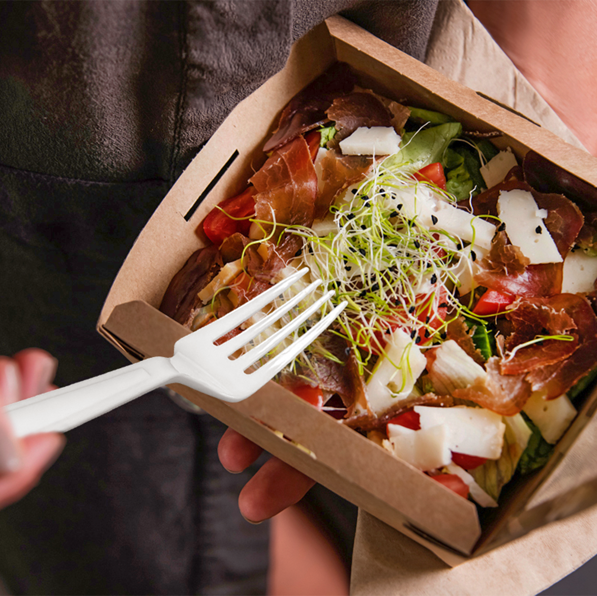 [600ct] PS Plastic Heavy Weight Forks | White