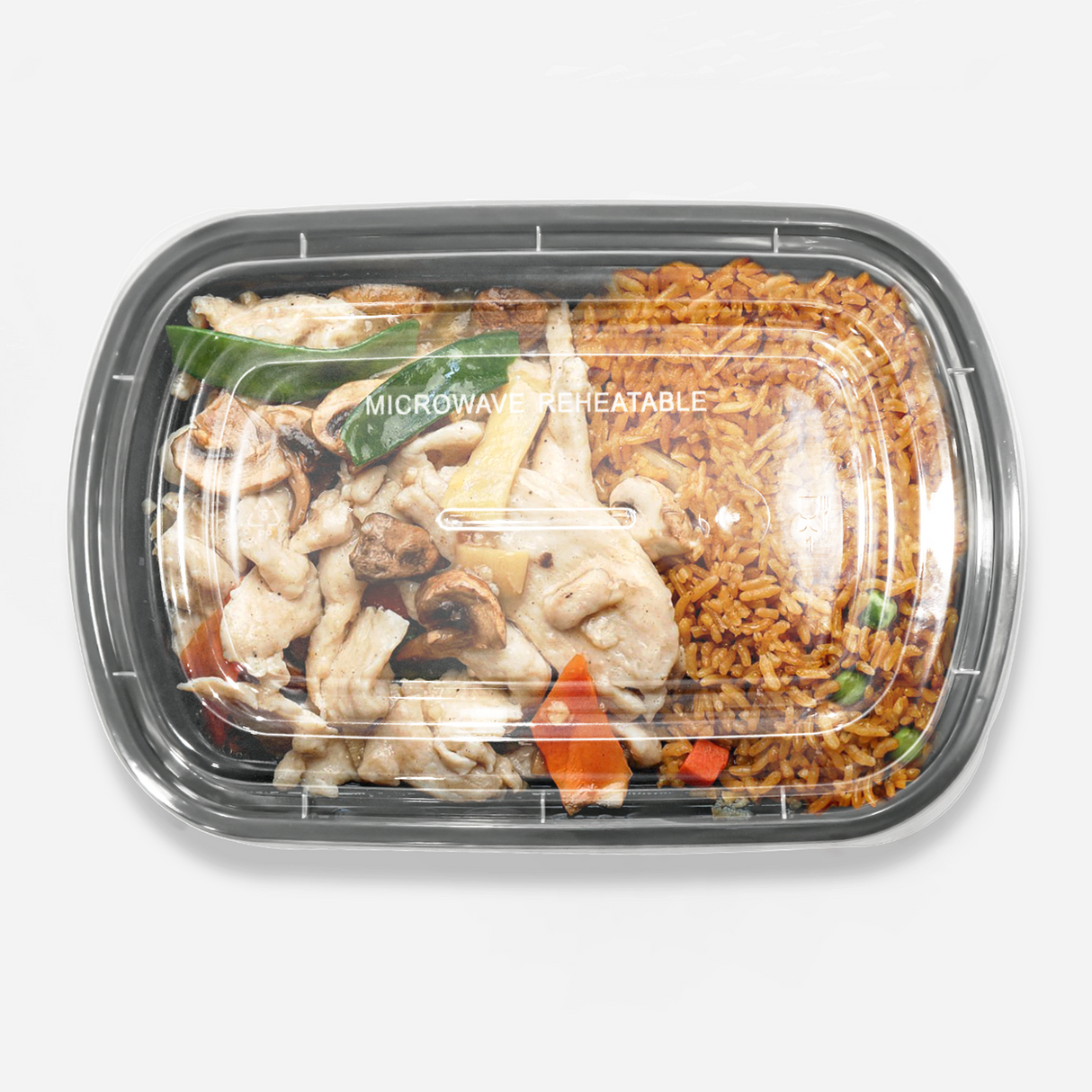 [150ct] 28oz PP Plastic Microwavable Rectangular Food Containers & Lids | Black