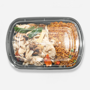 [150ct] 28oz PP Plastic Microwavable Rectangular Food Containers & Lids | Black