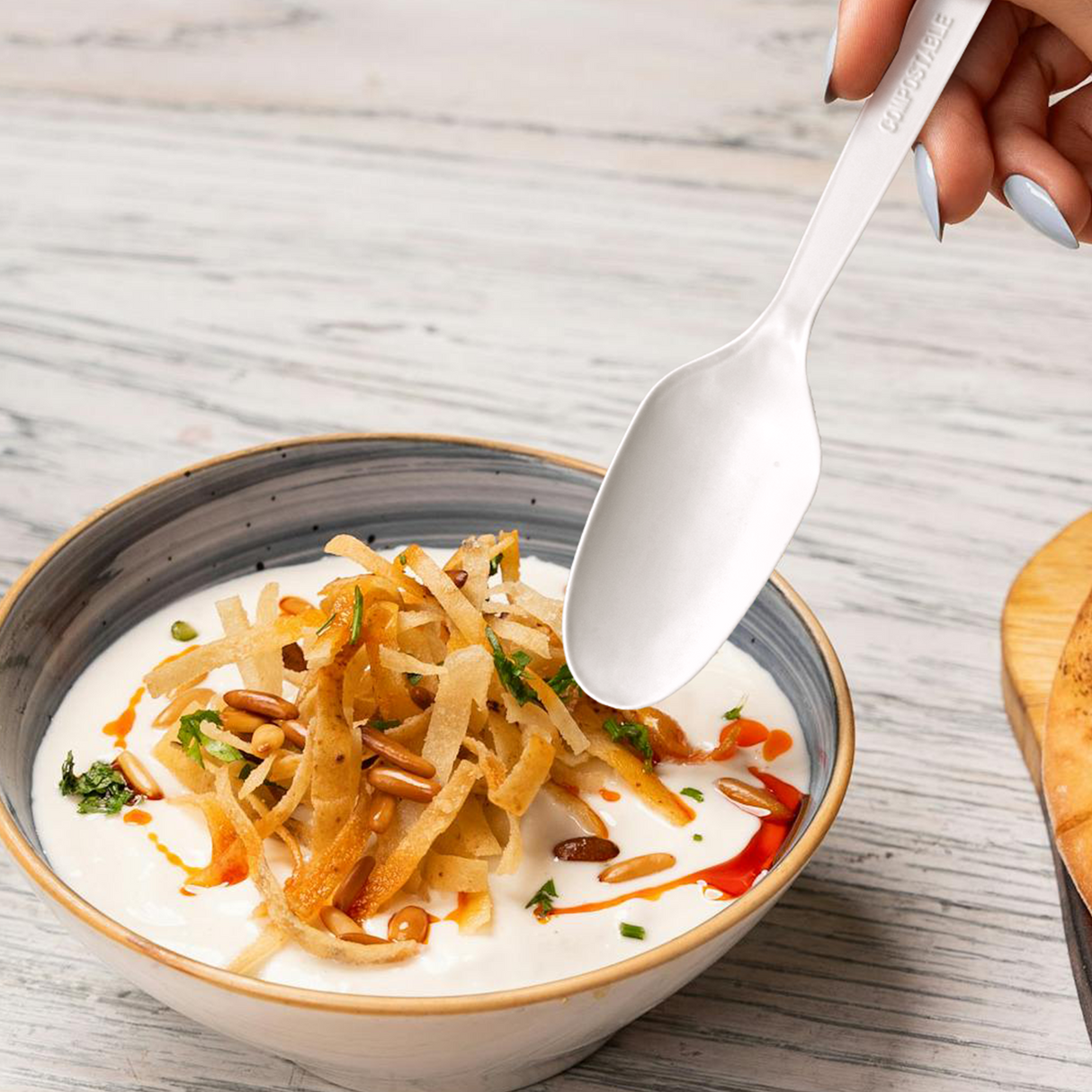 [500ct] PLA Heavy Weight Tea Spoons with a Free Eco Bag | White