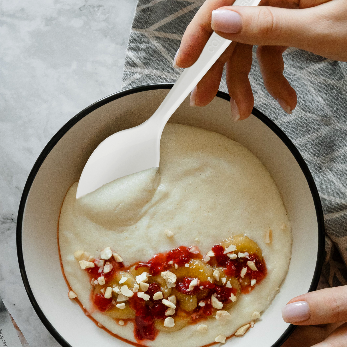 [150ct] Compostable PLA Heavy Weight Tea Spoons | Whtie