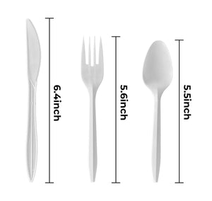 [250ct] PP Plastic Medium Weight Cutlery Kits with Salt and Pepper | White