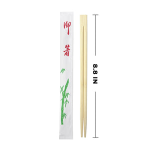 [1,000ct] 8.8" Twin  Paper-Wrapped Bamboo Chopsticks-knots