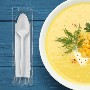 [1,000ct] PP Plastic Medium Weight Cutlery Kits(Tea Spoon,Napkin) | White