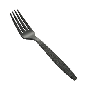 [1,000 ct] PS Plastic Heavy Weight Textured Forks | Black