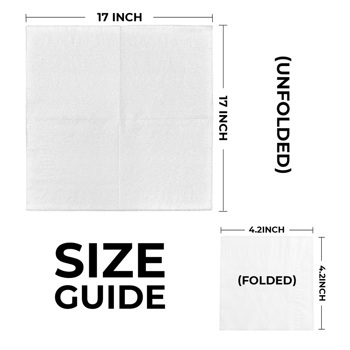 [4,000ct] 17" x 17" 1-Ply Dinner Napkins | 1/4 Fold | White