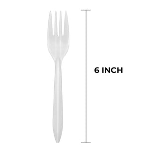 [700ct]  PP Plastic Medium Weight Plus Forks | White