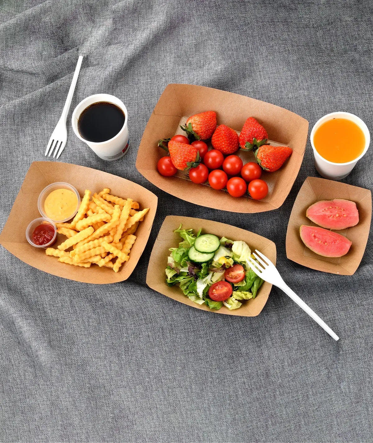 [500ct] 3lb Kraft Paper Food Trays