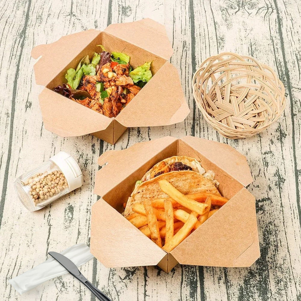 [200ct] 30oz Kraft Paper Take-Out Boxes