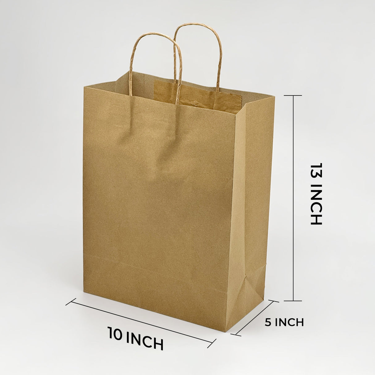 [250ct] 10" x 5"x 13 "  Kraft Paper Customizable Shopping Bags with Handles | Natural