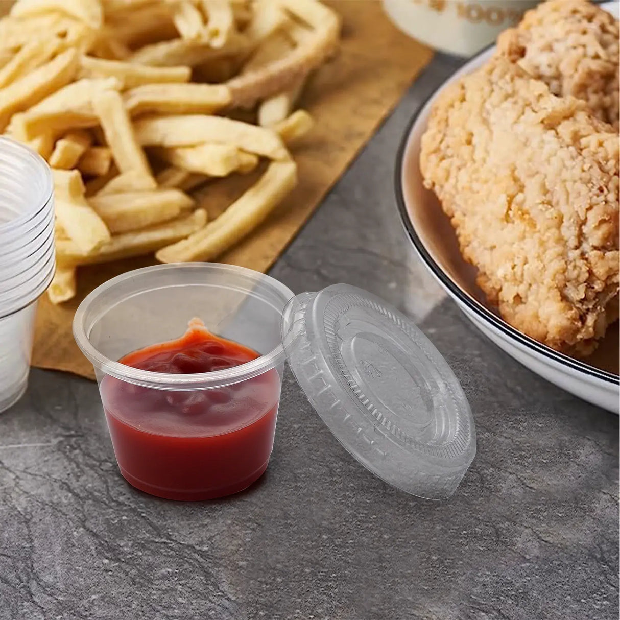 [2,500ct] 1oz PET Plastic Portion Cup Lids | Clear